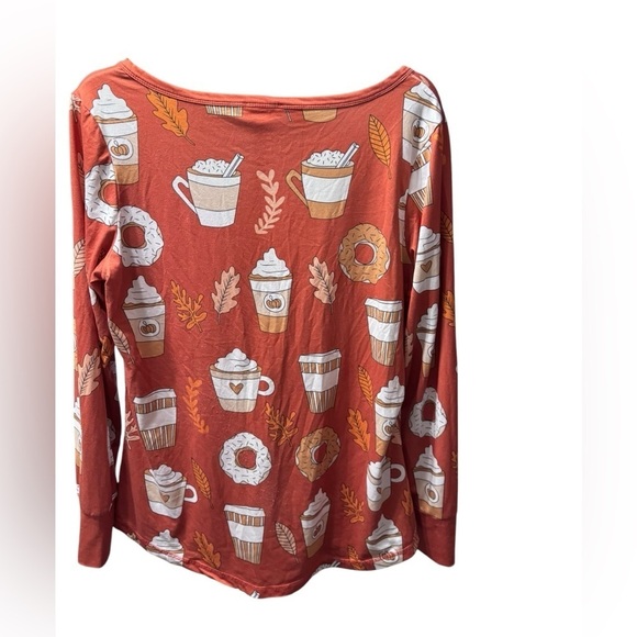 Fall Pumpkin latte Womens Pajama Set Size 2Xl Jordann Jammies see monogram pic - Picture 2 of 6